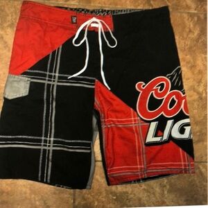 Men's Red and Black Swim Shorts